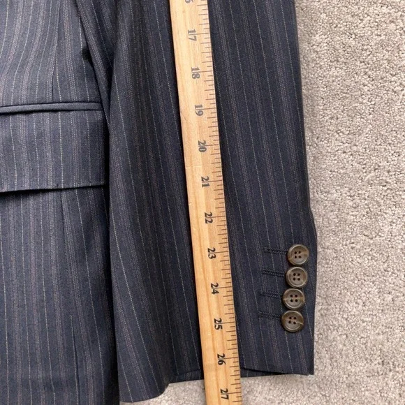 Stafford Executive Suit Mens 44L 36W 30L Navy Pinstripe 2 Button Office Wool